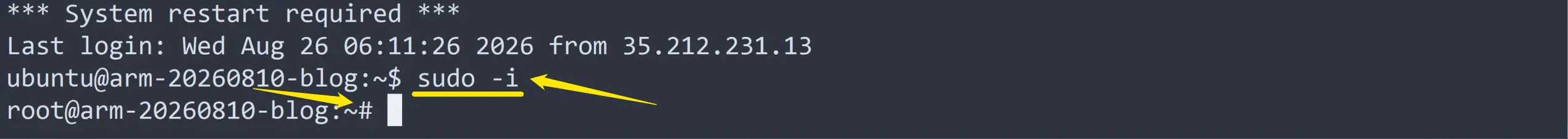sudo-i切换到root